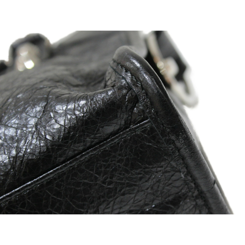 BALENCIAGA City Leather Black Handbag Shoulder Bag Strap Mirror - Picture 5 of 7